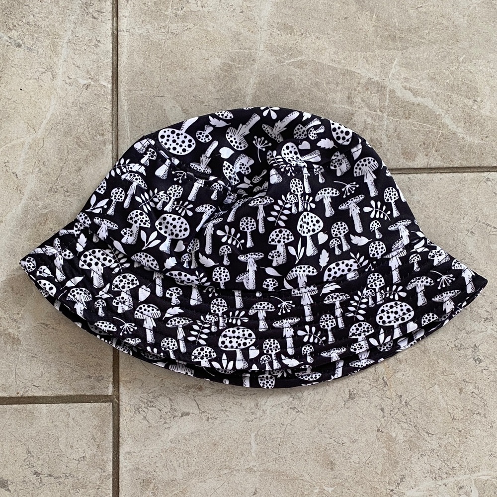Urban Outfitters Black & White Mushroom Printed Bucket Hat